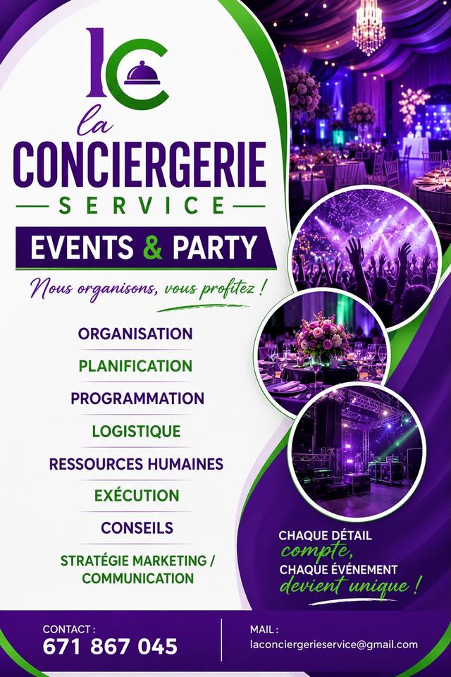 Affiche Events & Party de La Conciergerie Service